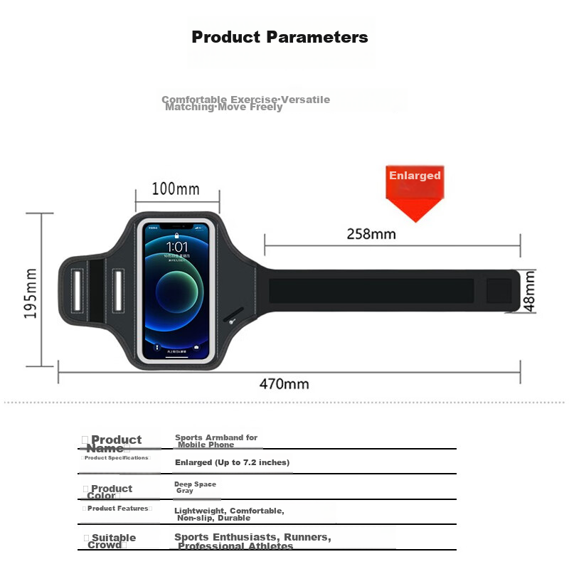 Smorss Sports Armband for iPhone 13 Pro Max, Black