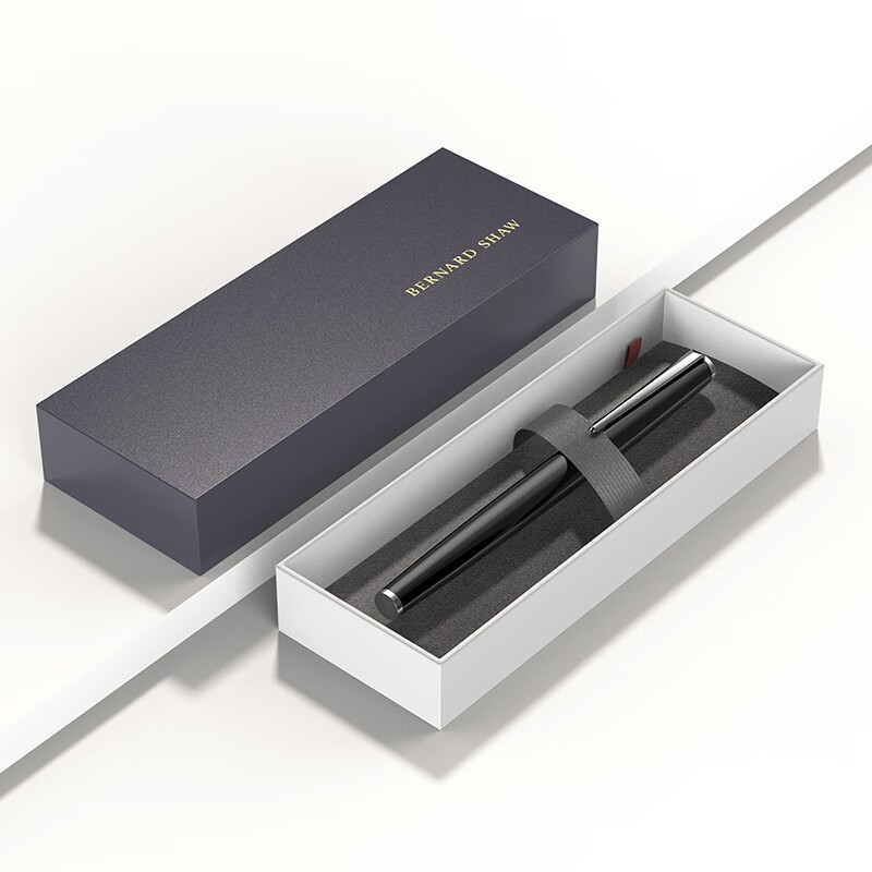 luxury obsidian black silver fountain pen gift set
