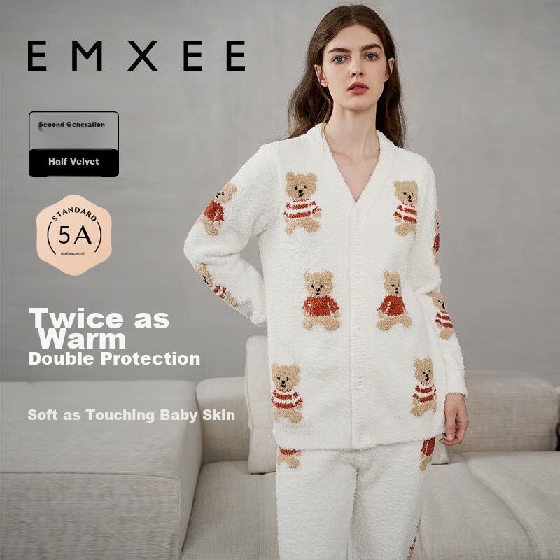 EMXEE Thickened Maternity Pajamas for Autumn/Winter