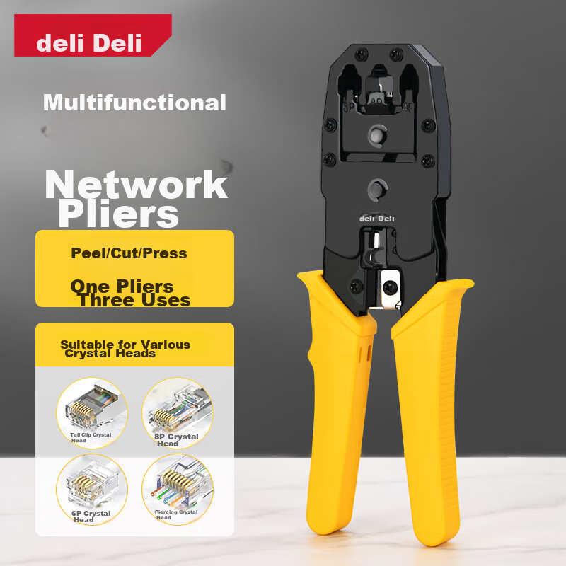 Deli 3-in-1 Network Crimping Pliers for 4/6/8P Crystal Heads