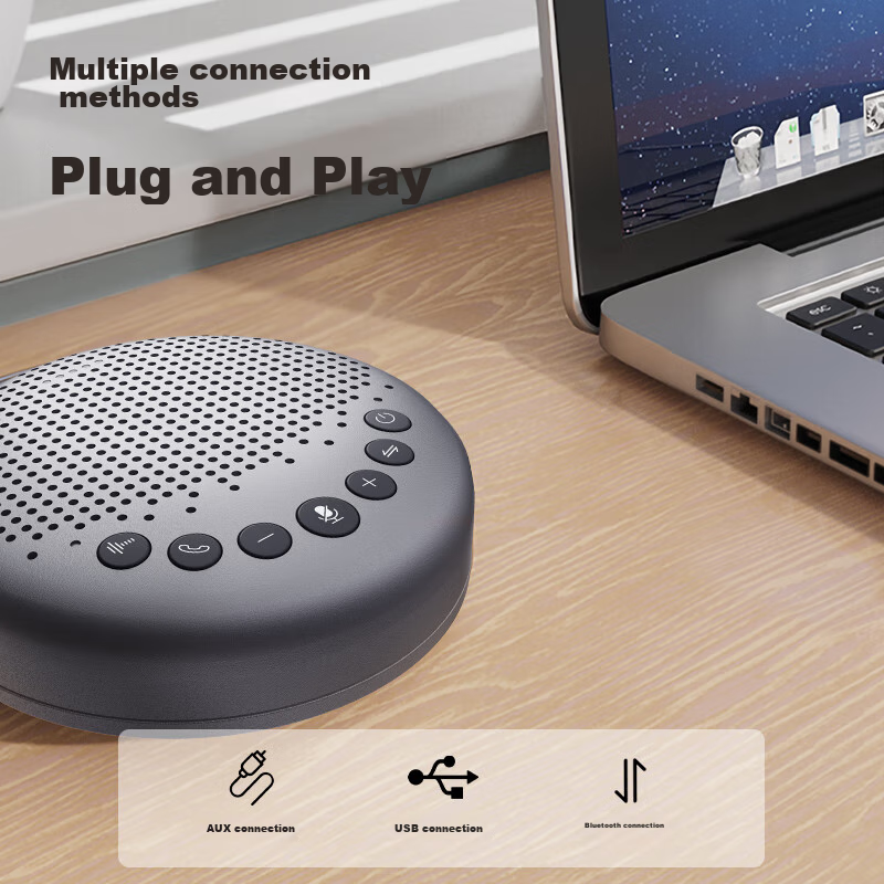 Deli Video Conference Omnidirectional Microphone, Wireless Bluetooth Speaker, 360° Pickup for Small to Medium Meeting Rooms