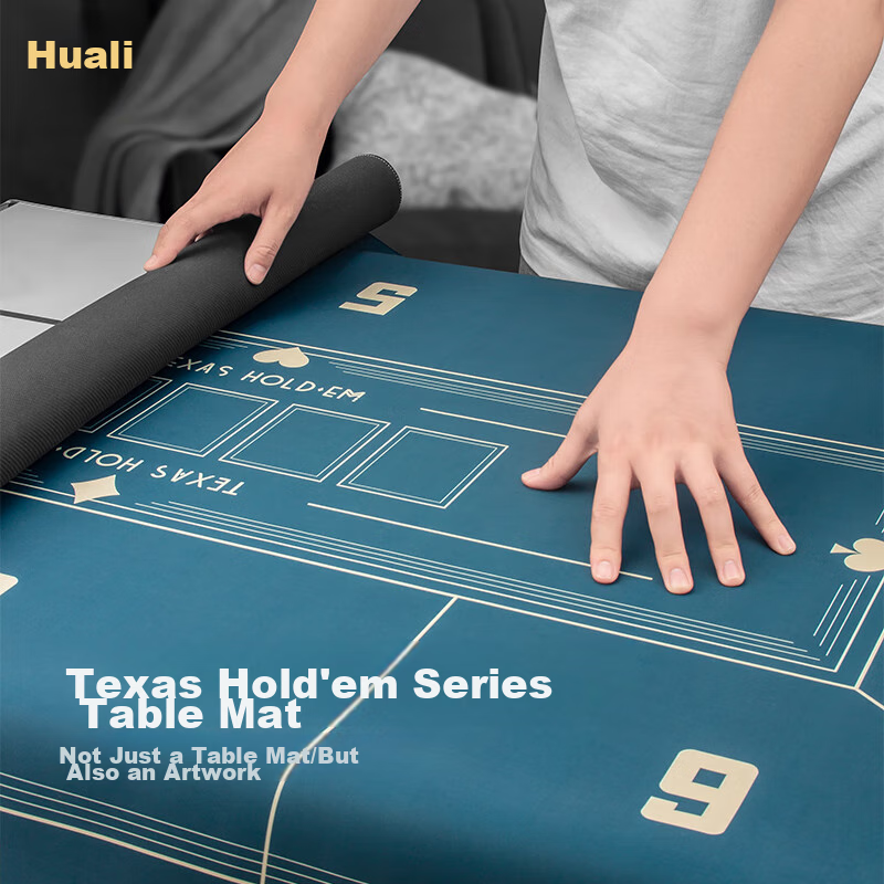 Huasheng Navy Blue Texas Hold'em Poker Table Mat