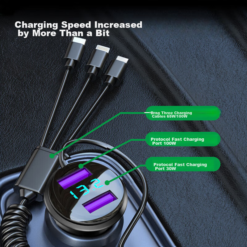 Newmine 3-in-1 Fast Car Charger with Apple PD & Huawei Support