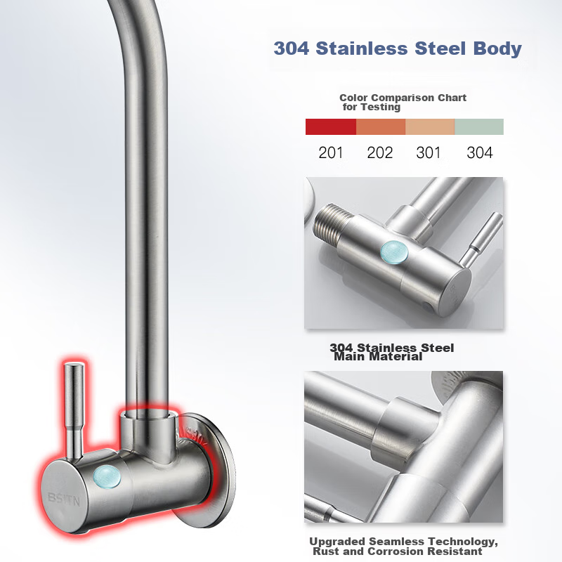 bsitn single cold kitchen faucet 304 stainless steel