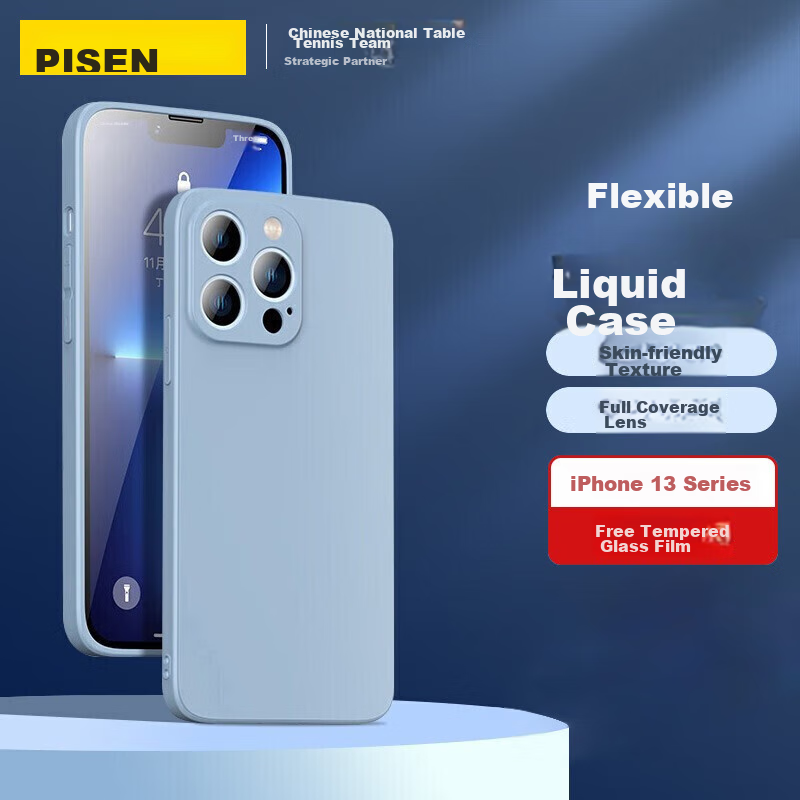Pisen Silicone Case for iPhone 13 Pro Max, Blue