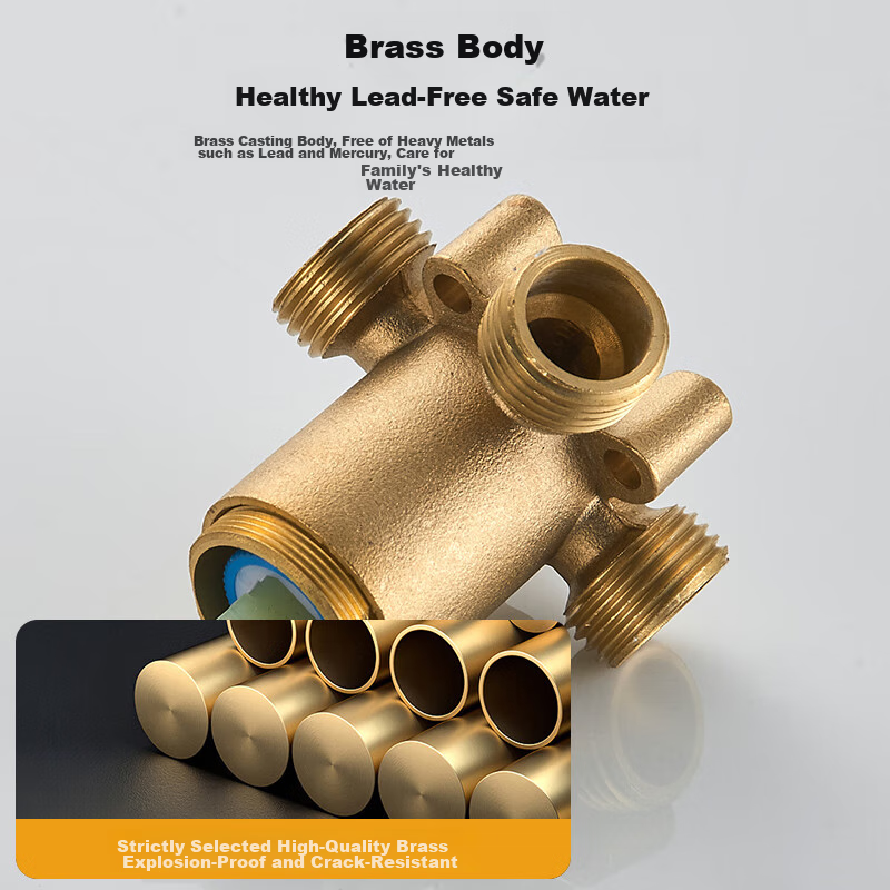 kegoo shower mixer valve with brass body and ceramic core