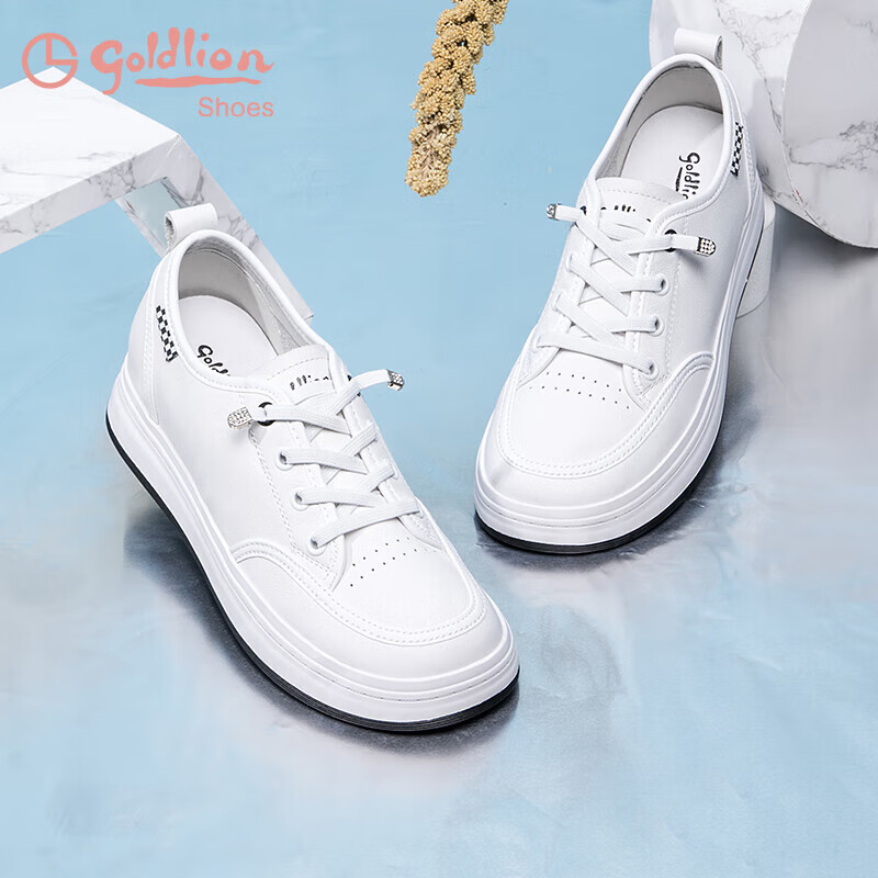 goldlion white black simple sneakers for women