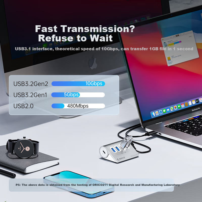 ORICO Aluminum USB 3.2 Gen2 7-Port Hub Laptop Desktop Converter