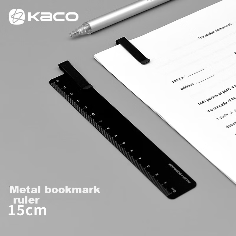 kaco metal bookmark ruler 15cm black
