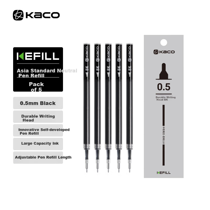 kaco gel pen refills, 0.5mm tip, 800m length