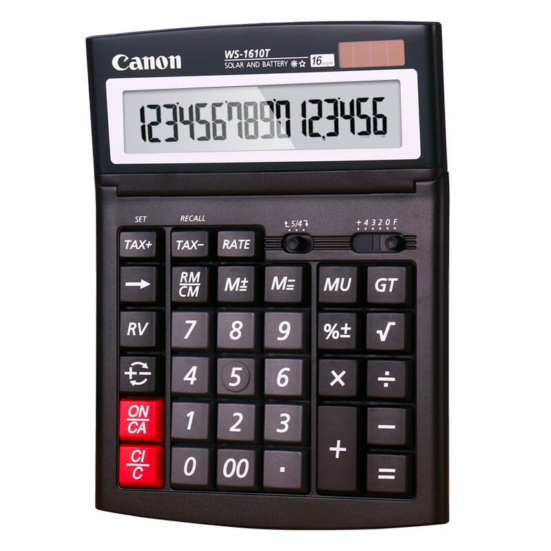 Canon 16-digit desktop calculator with solar charging