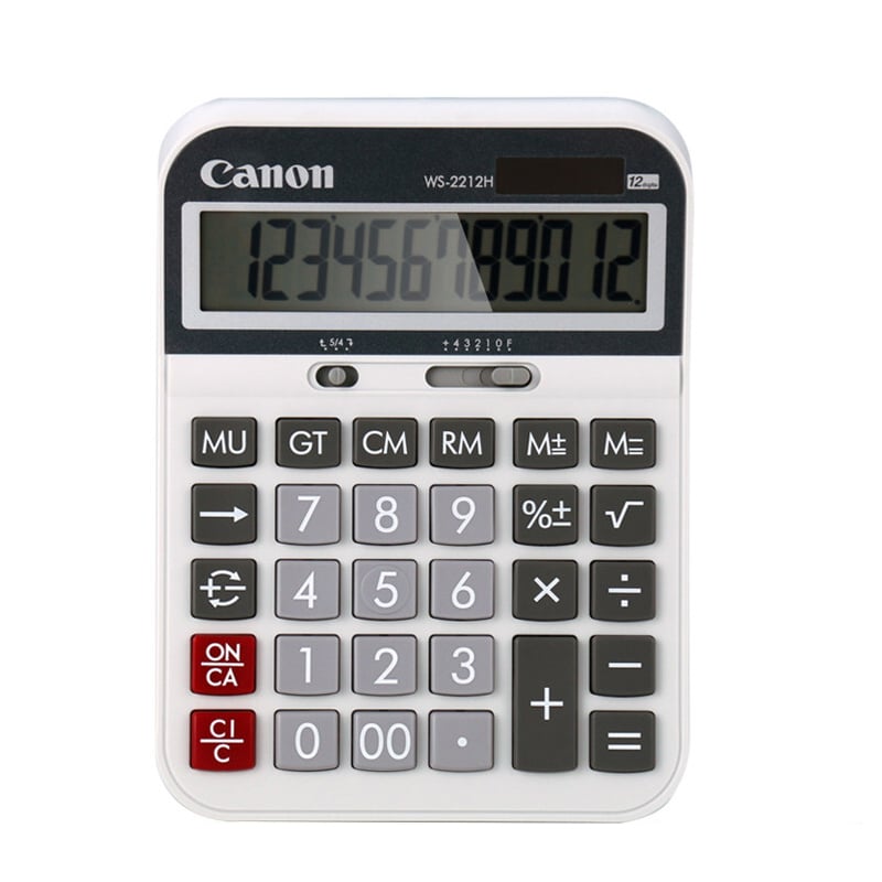 Canon WS-2212H Solar-Powered Large Desktop Calculator for Office Use