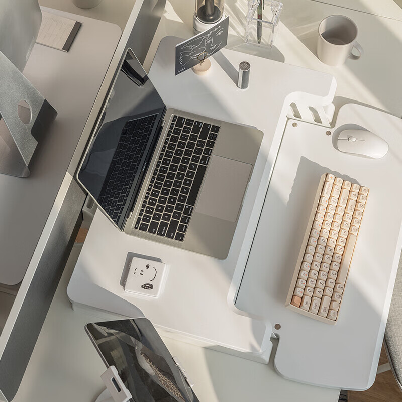 Brateck Beihu White Adjustable Standing Desk Converter