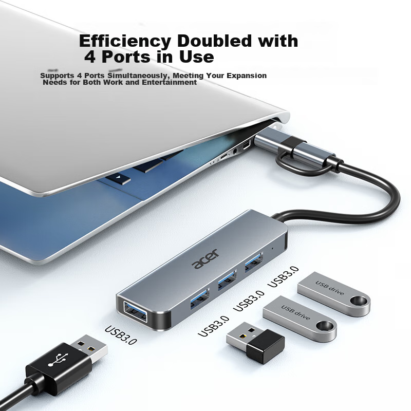 Acer USB-C/USB 3.0 4-Port Hub for Laptops