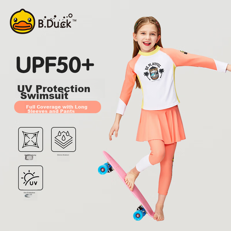 B.Duck Girls' Long Sleeve Surfing Swimsuit