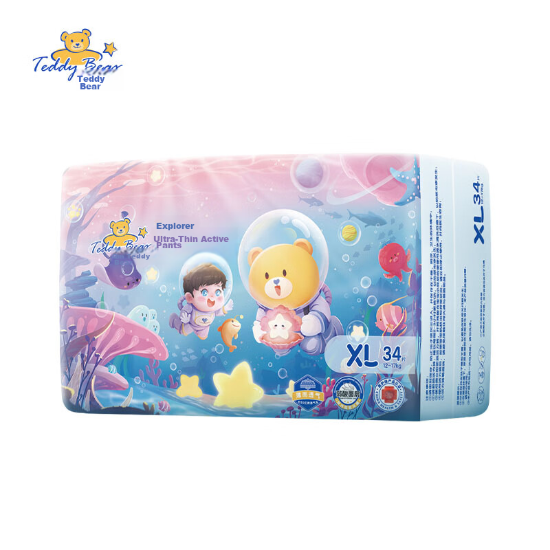 Teddy Bear Ultra-Thin Breathable Diapers XL 34pcs 12-17kg