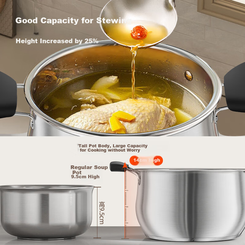 Maxcook 304 Stainless Steel Double-Layer Soup Pot