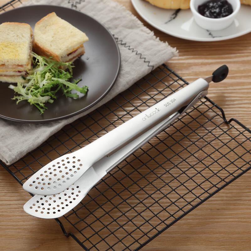Onlycook 304 stainless steel multifunctional tongs for grilling and cooking