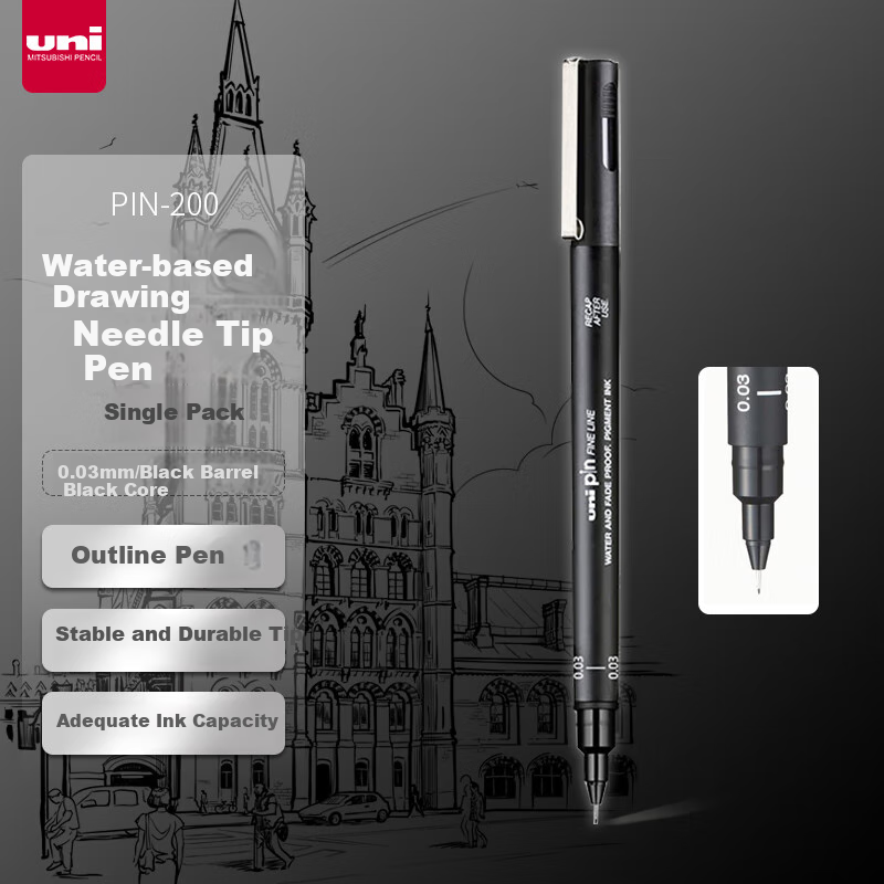 uni pin-200 0.1mm dark gray pen