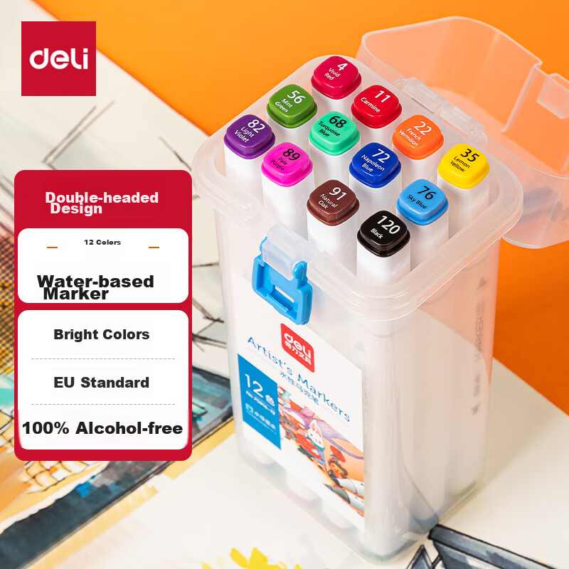 Deli 12 Color Dual-Tip Watercolor Markers