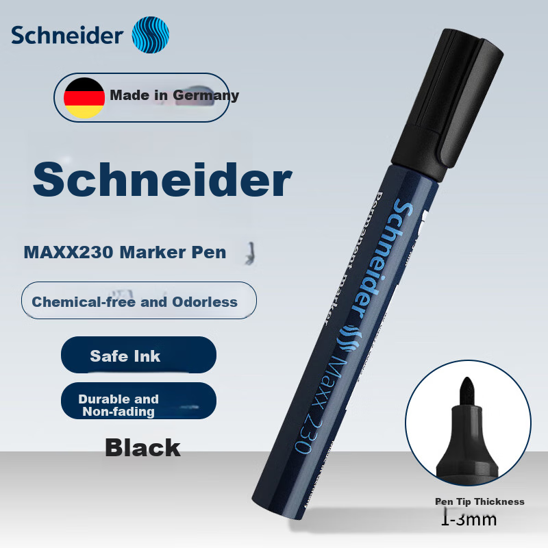 Schneider Maxx230 Quick-Drying Marker Pen, Black