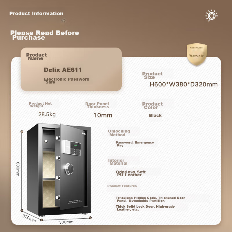 Deli Safe - Electronic Password Safe Box