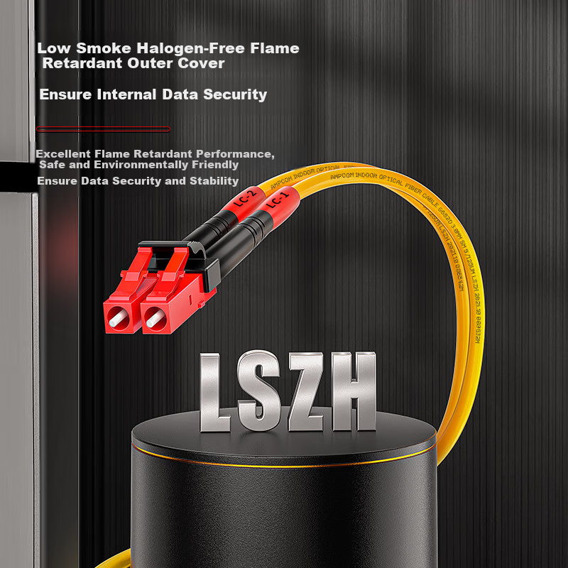 AMPCOM 3m LC-LC Single-Mode Dual-Core Fiber Cable, LSZH 2.0mm, 10G for Home/Network Use
