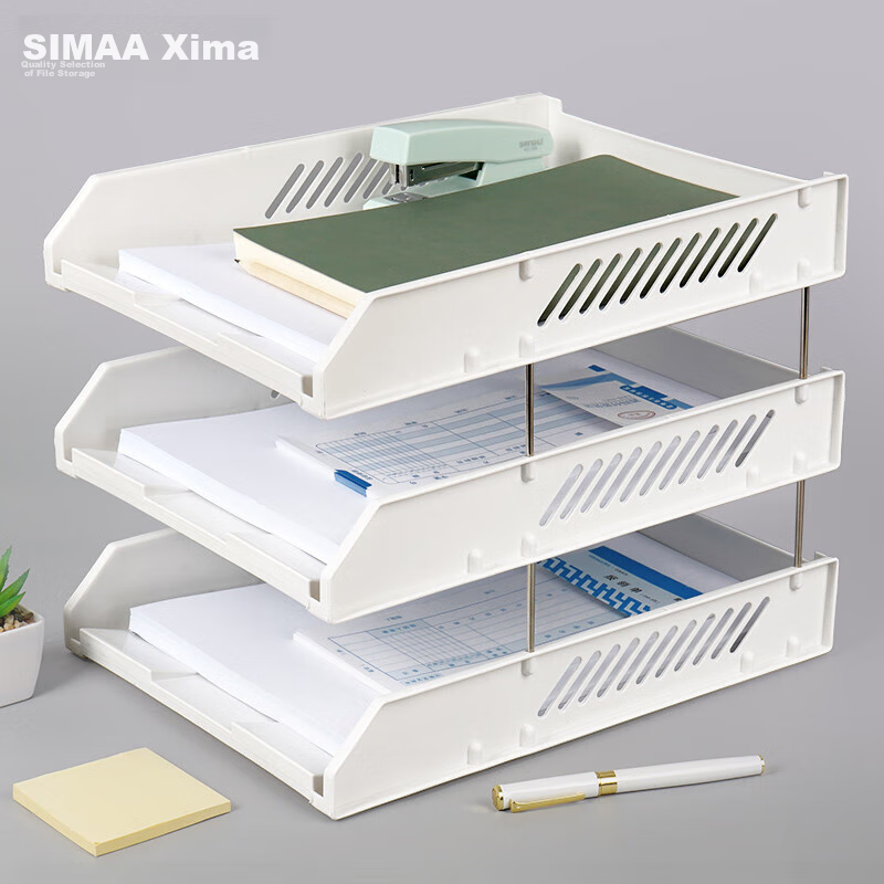 SIMAA Morandi 3-Tier File Organizer - Bright Moon White