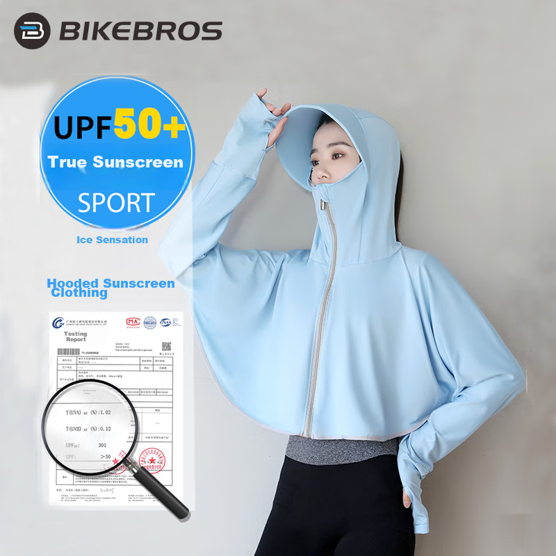 BIKEBROS Women's UPF50+ Cooling Sun Protection Cape with UV Shield
