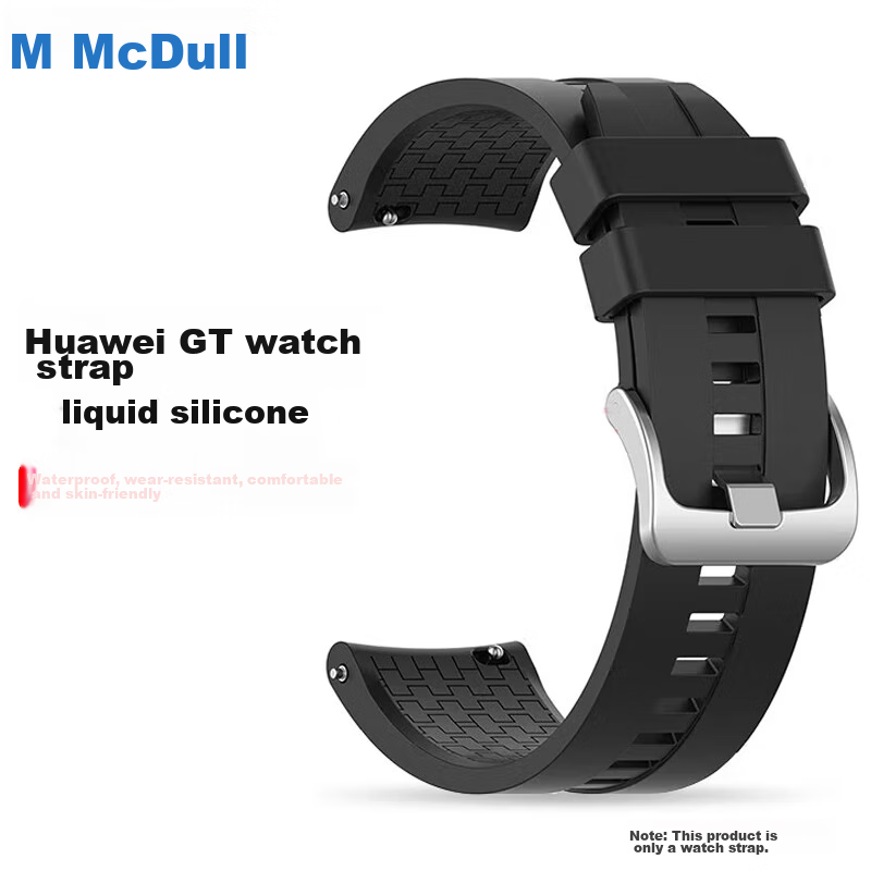 MAIKUQI Huawei/Honor GT Series Smartwatch Straps - Black Liquid Silicone, 22mm