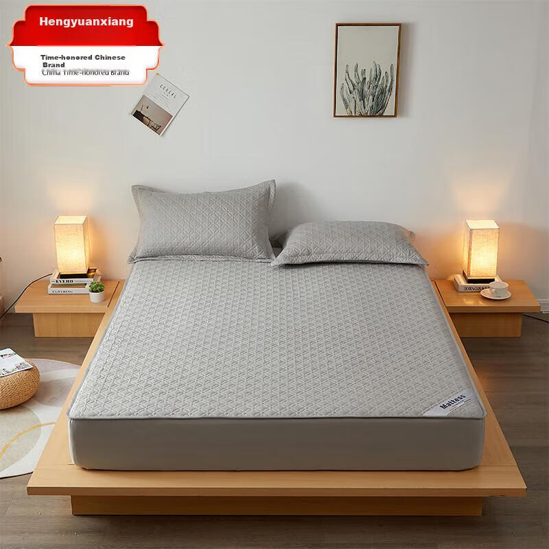 Hengyuanxiang Class A Pure Cotton Fitted Sheet 150x200cm Silver Gray Non-Slip Mattress Protector