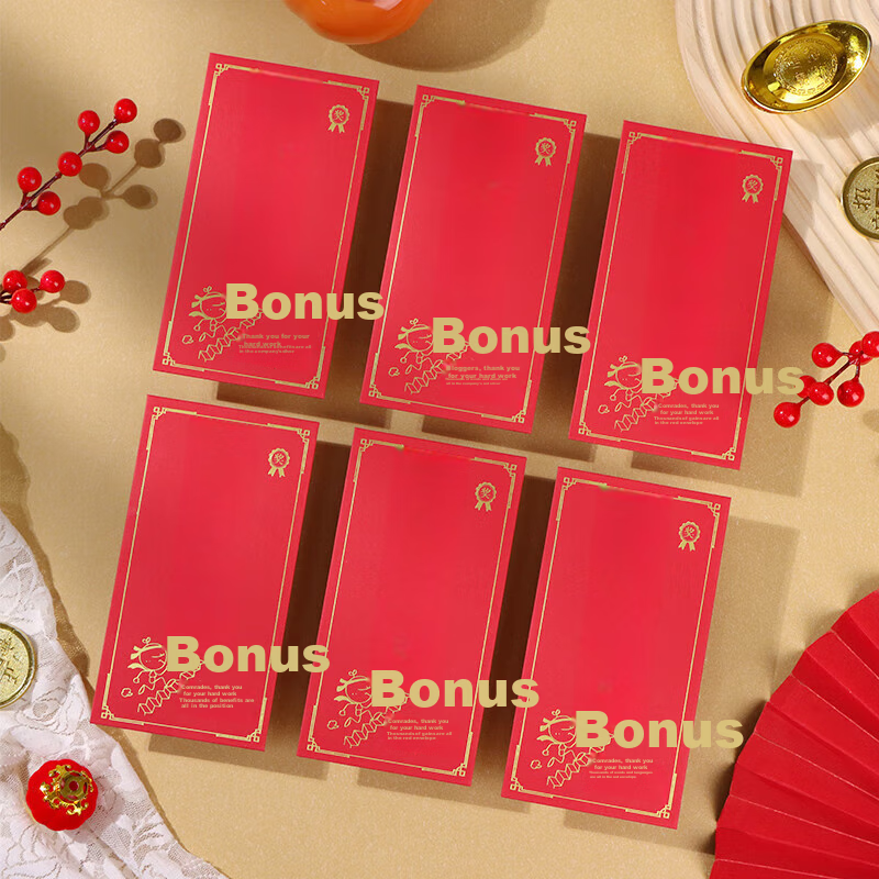 TaTanice Gold-Stamped Red Envelope, 6-Pack Bonus Packet for New Year