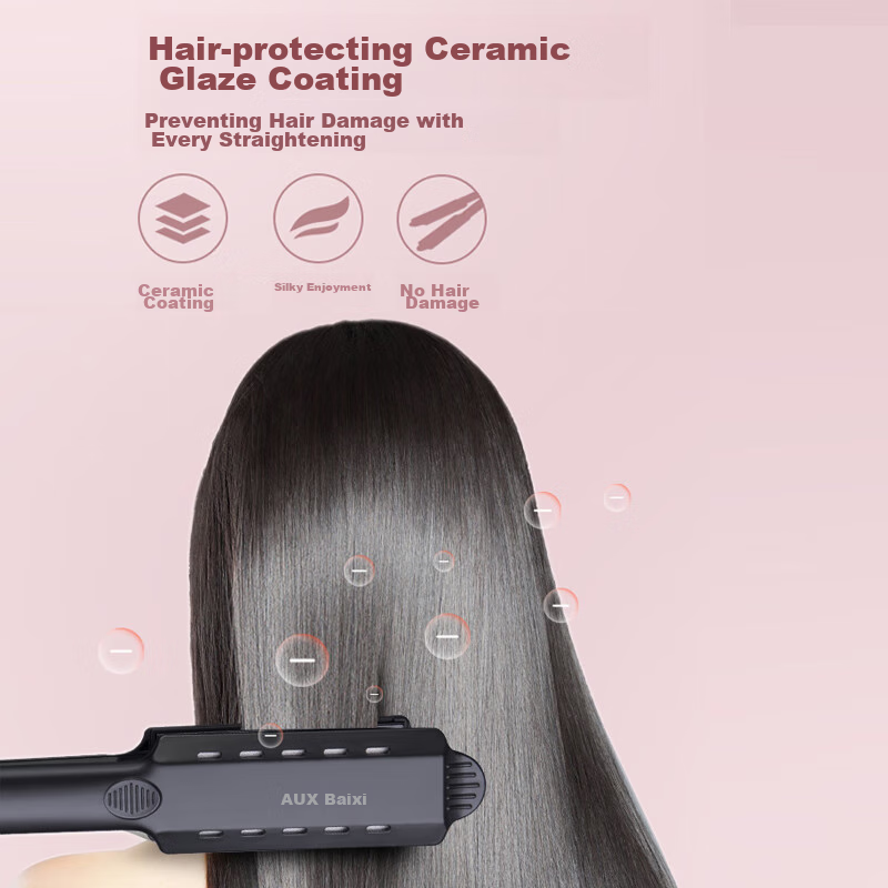 AUX Hair Straightener & Curling Iron, Dual-Use Salon-Grade Styler with Ionic Technology