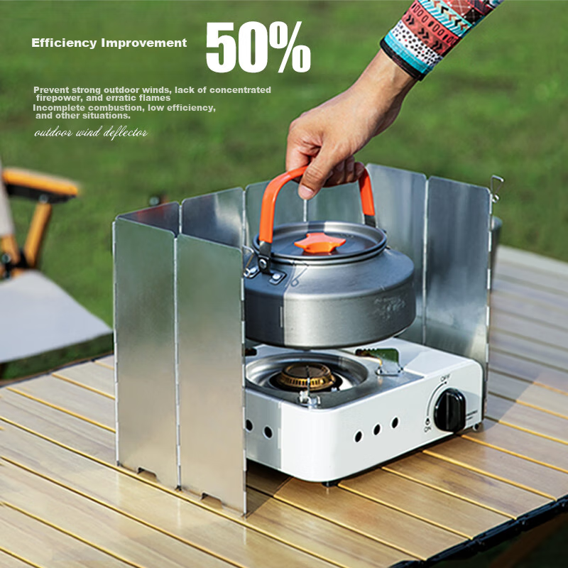 Geshu 10-Pack Portable Stove Windshield - Windproof Aluminum Alloy Panels for Outdoor Camping
