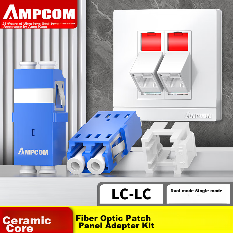 AMPCOM Dual-Port Fiber Adapter Panel