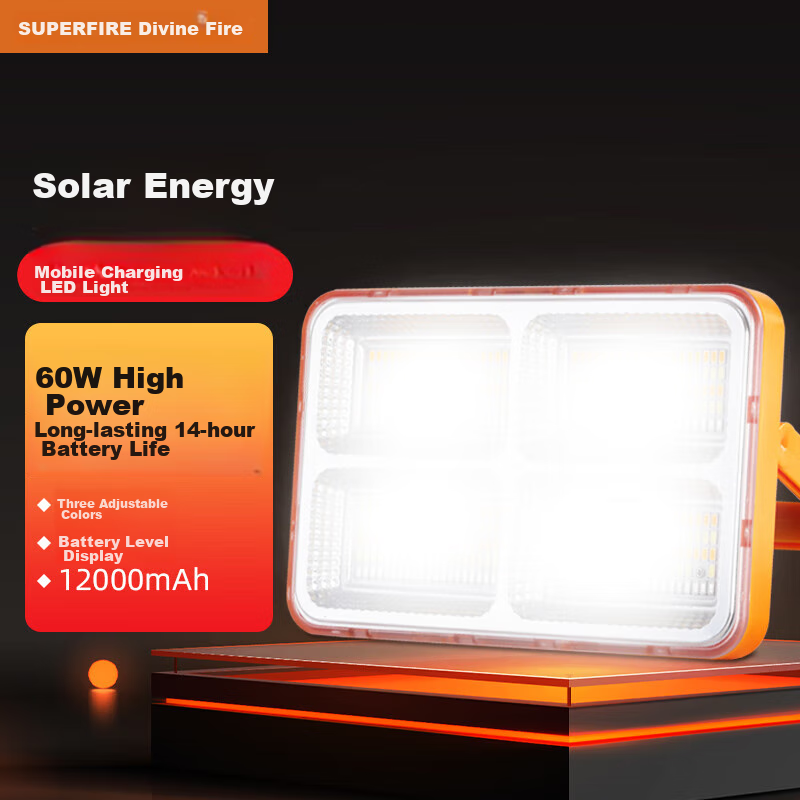 SupFire TG17 Solar Floodlight - Rechargeable LED Outdoor Emergency Light with 14h Battery Life