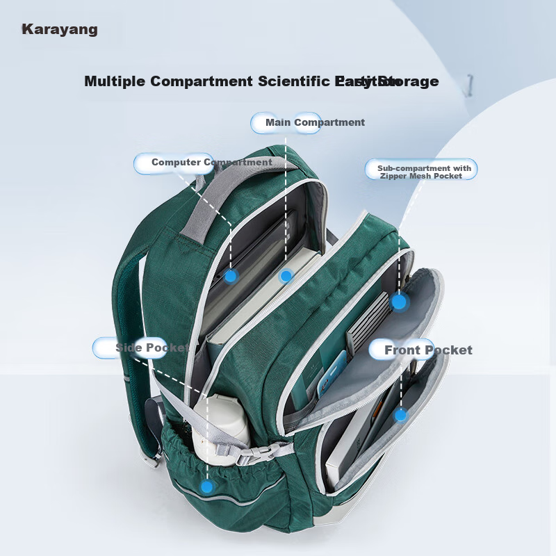 KALA·Y 34L Lightweight Backpack for Middle/High School & College Students, Water-Resistant Unisex Travel Bag