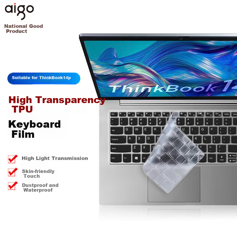 Aigo Ultra-Thin Keyboard Protector for Lenovo ThinkBook 14p – Dustproof & Waterproof TPU Film