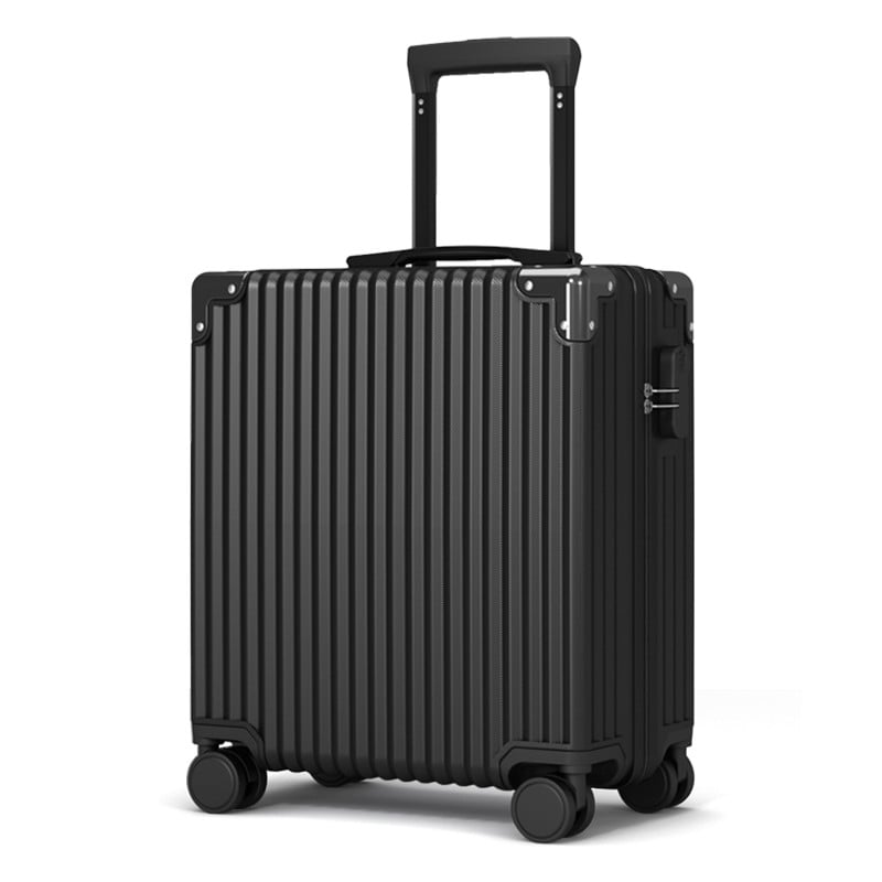 ATHT 18-Inch Leather Carry-On Suitcase with TSA Lock - Black
