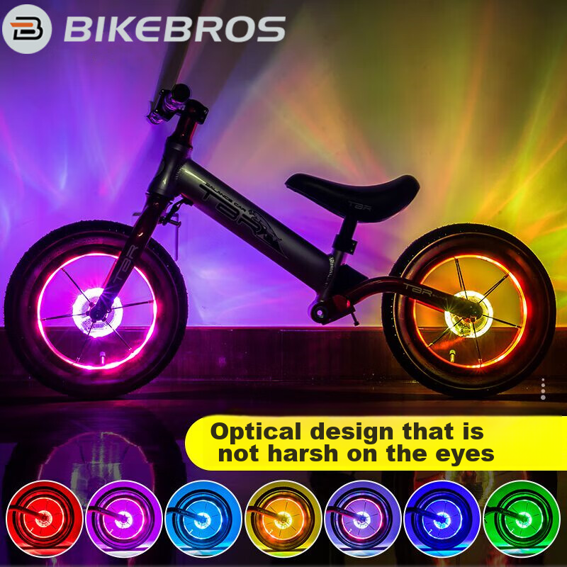 BIKEBROS Kids' Balance Bike Light with Flower Drum Design & Smart Sensor – Bright, Waterproof Night Riding Safety Light (Diameter 30)