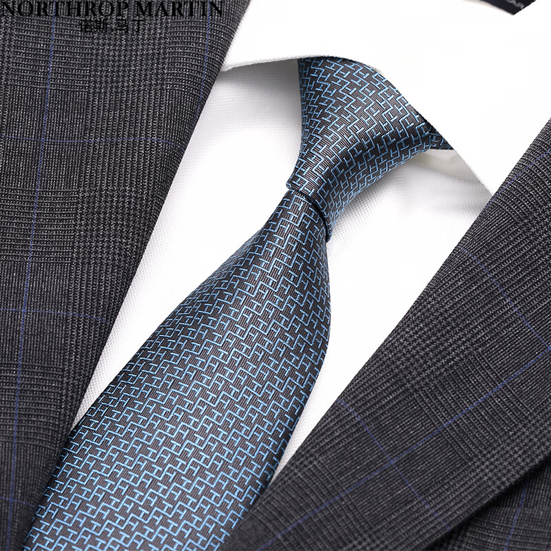NORTHROP MARTIN Blue Gray Silk Tie - Formal Business Arrow Tie for Men (NM23JY83)