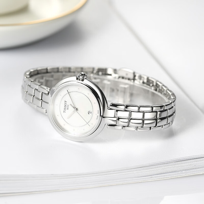 TISSOT Women's Swiss Quartz Watch with Stainless Steel Strap and Mother of Pearl Dial