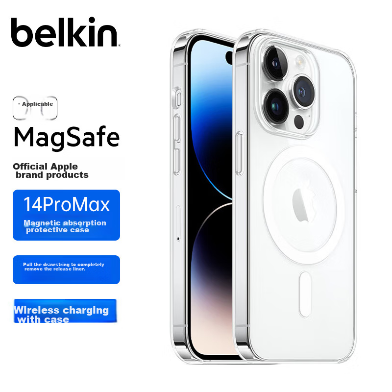 Belkin iPhone 14 Pro Max Clear MagSafe Case with Shockproof Protection and Card Holder – MSA011