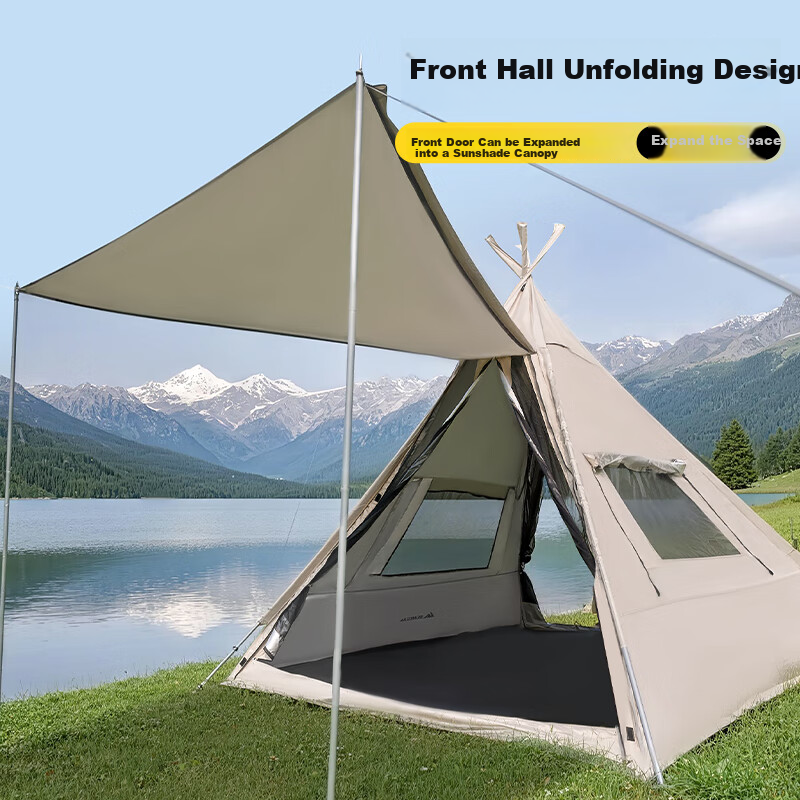 Suncojia Outdoor Pyramid Tent - 4-Person UV-Proof Camping Tent with Canopy Design