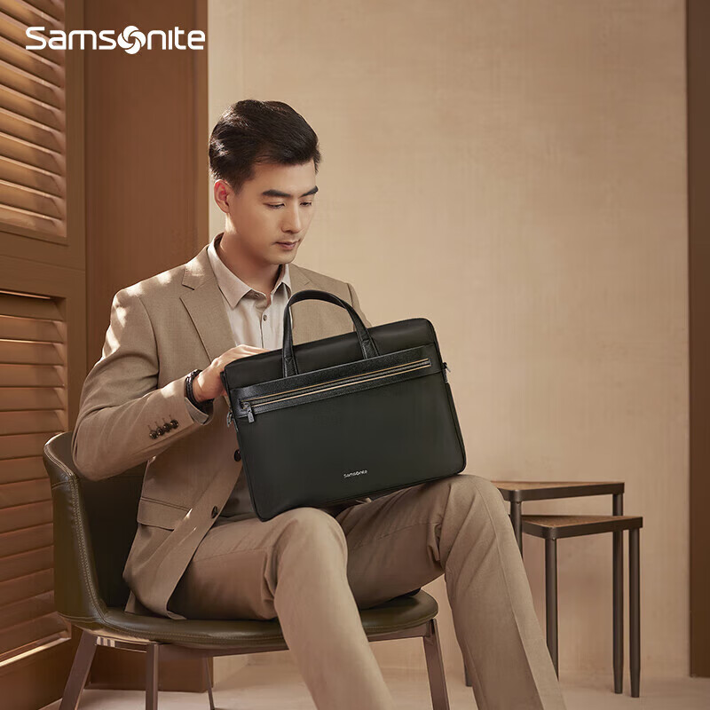 Samsonite EDDIE 14-Inch Business Laptop Briefcase with Crossbody Strap - Black, 45Q