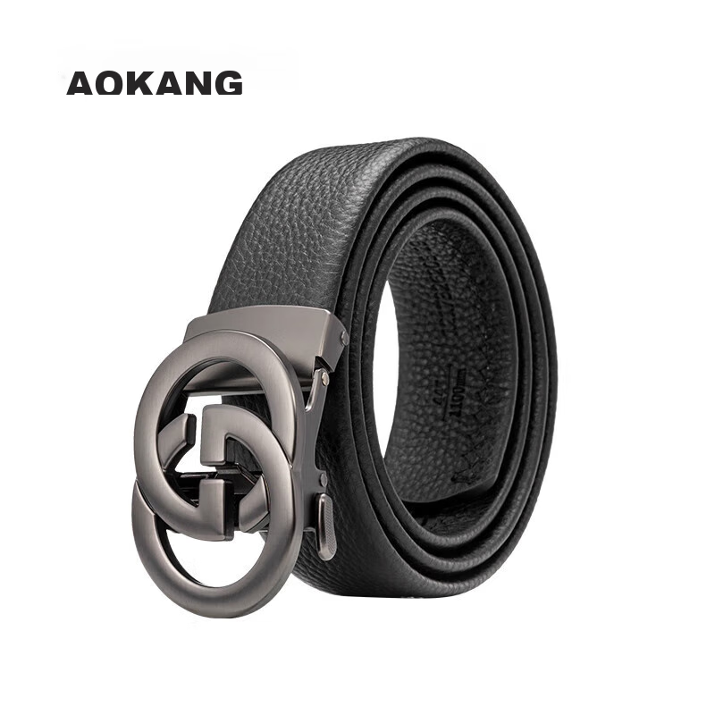 Aokang Men's Automatic Buckle Belt - Top-Grain Leather for Business & Casual Wear