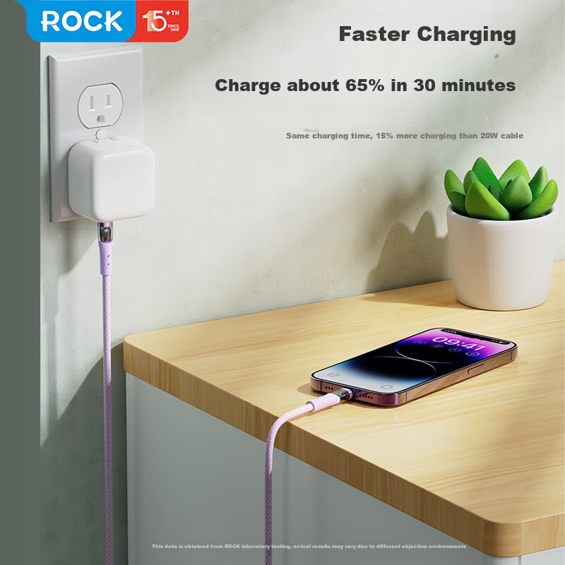 ROCK Smart Fast Charging Apple Cable (USB to Lightning, 1.2m, Purple)