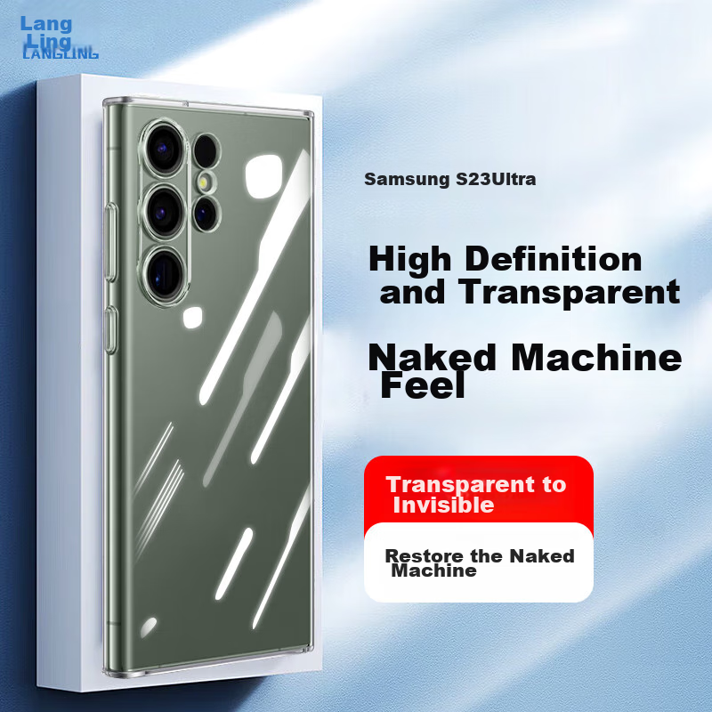 LANGLING Samsung S23 Ultra Clear Silicone Case - Ultra-Thin Shockproof Cover with Full Lens Protection