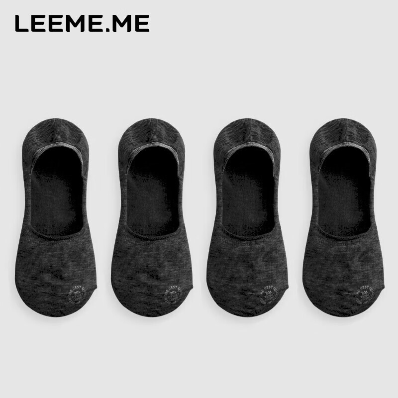 LEEME.ME Men's Odor-Resistant Boat Socks (4 Black)