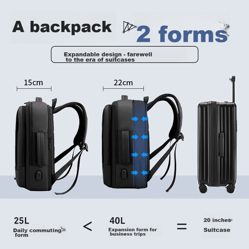 VICTORIATOURIST Expandable Men's Backpack for Business, Travel, and College Use (38L, 16-Inch Laptop Compartment)